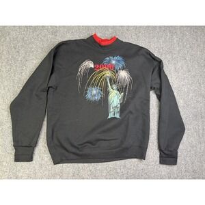 Vintage Y2K 2000 New Year Sweatshirt Size Large Statue Of Liberty Fireworks